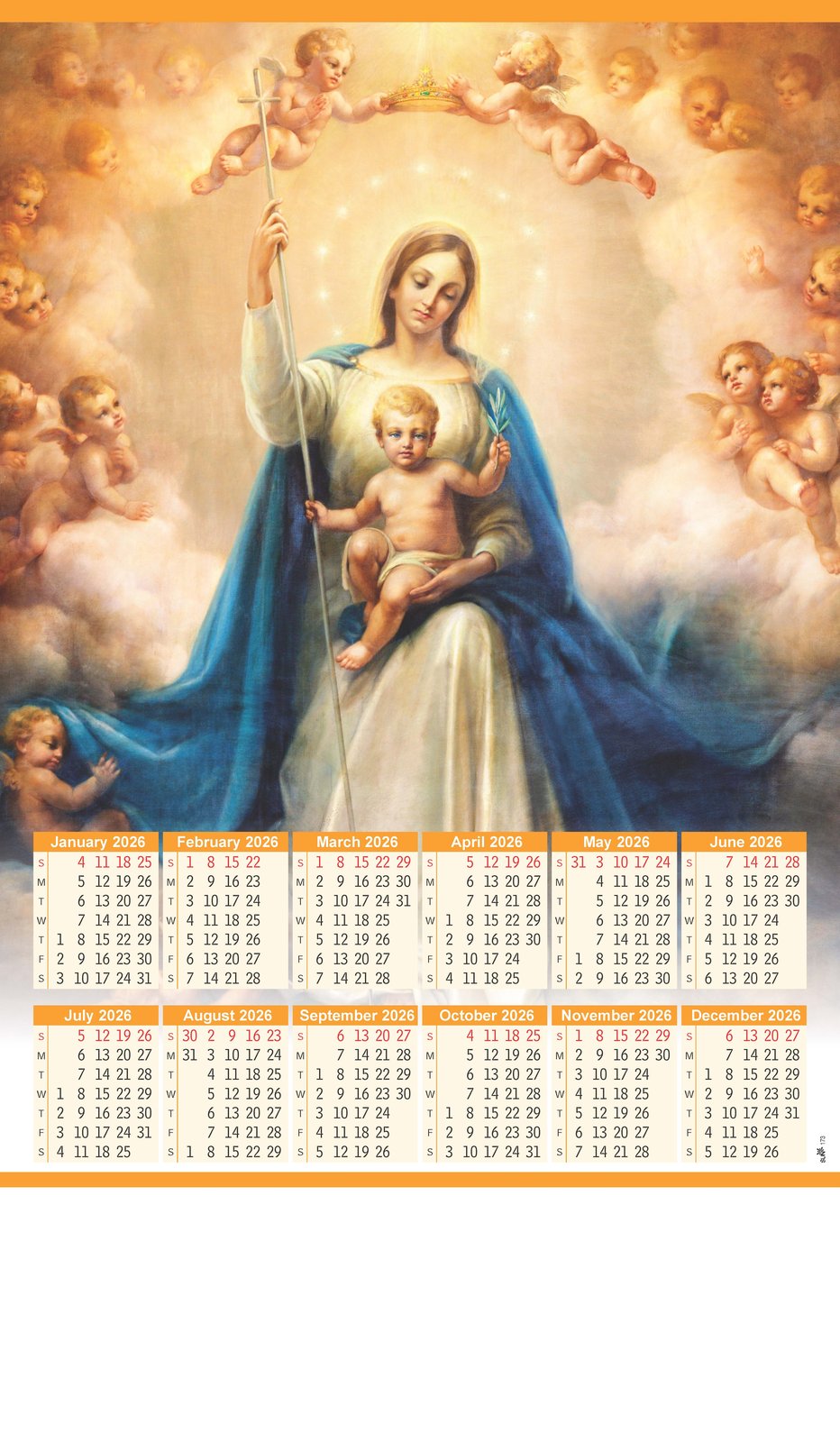 Mother Mary Wall Calendar