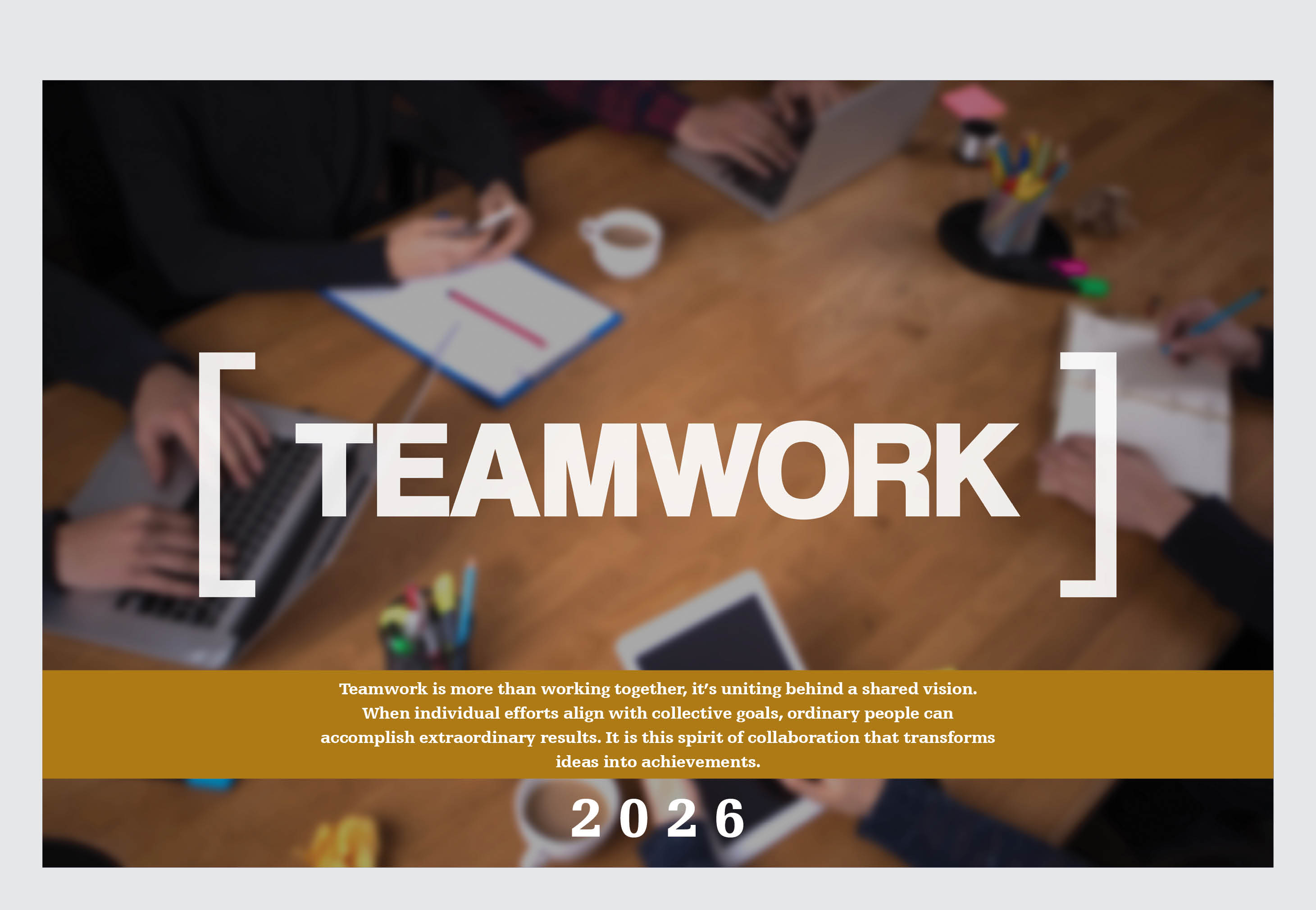 Teamwork 7 Sheeter motivational desk calendar for corporate buyers