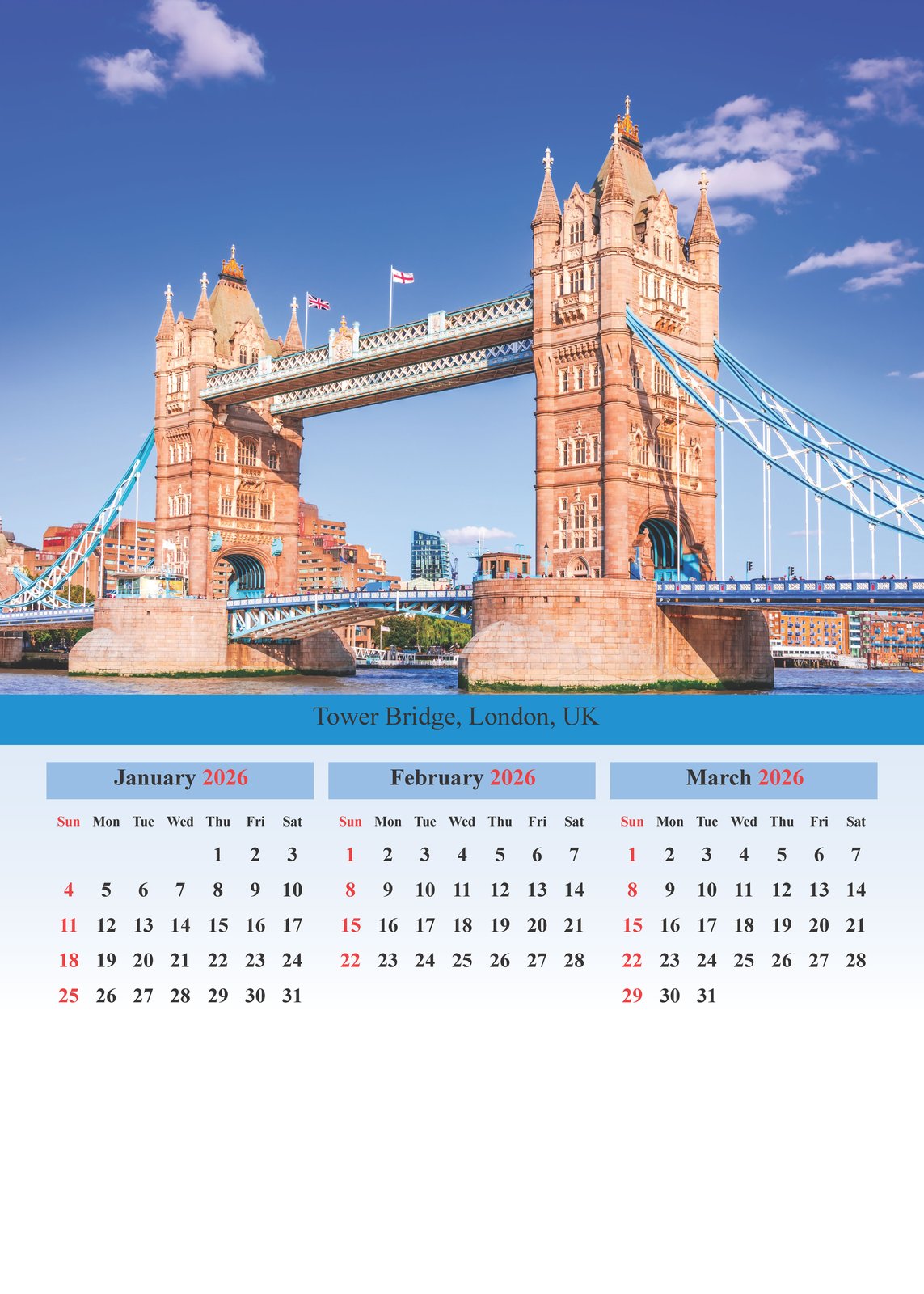 Around the World 4 Sheeter wall calendar for international corporate gifting
