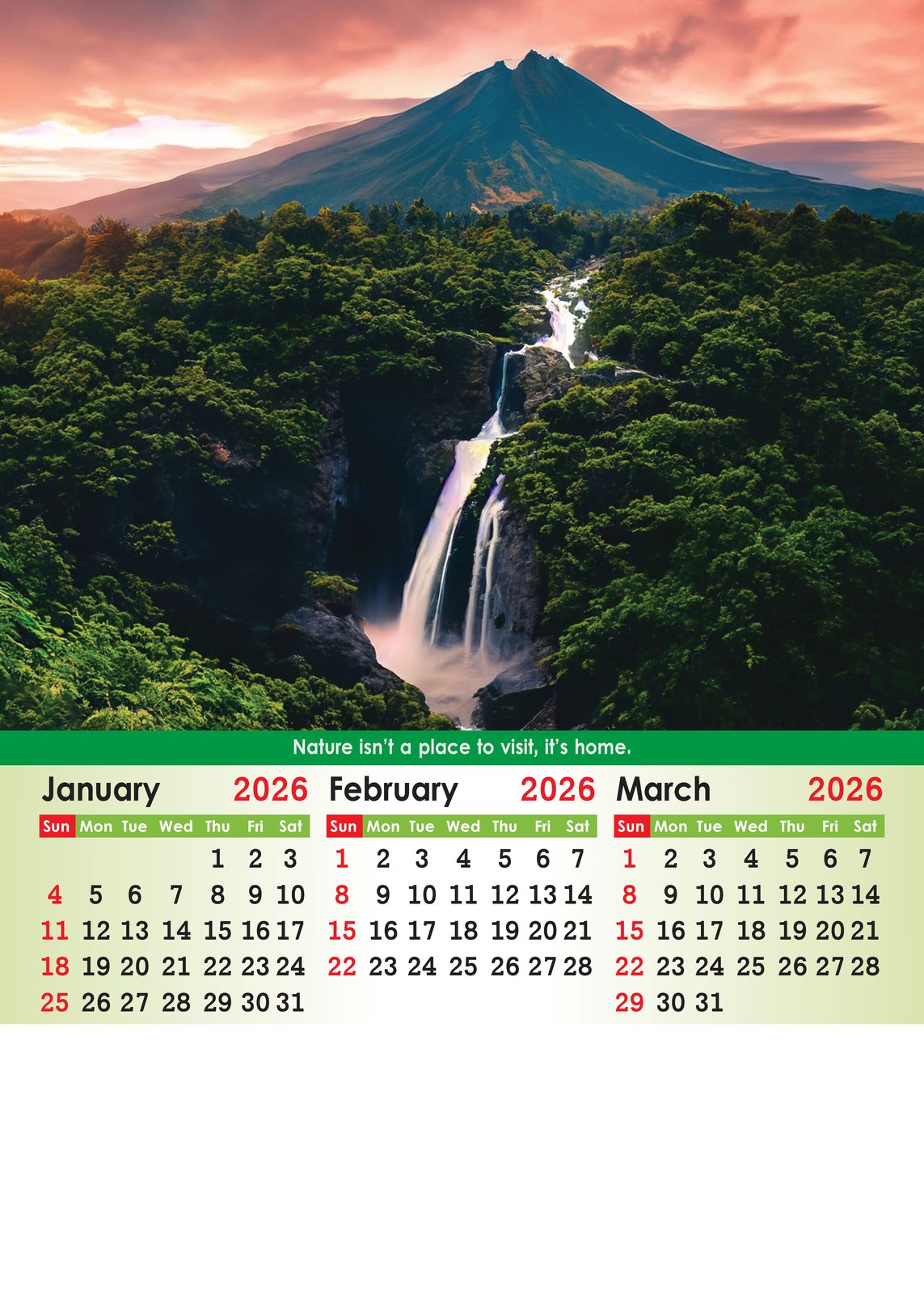 Beautiful Nature 4 Sheet Wall Calendar