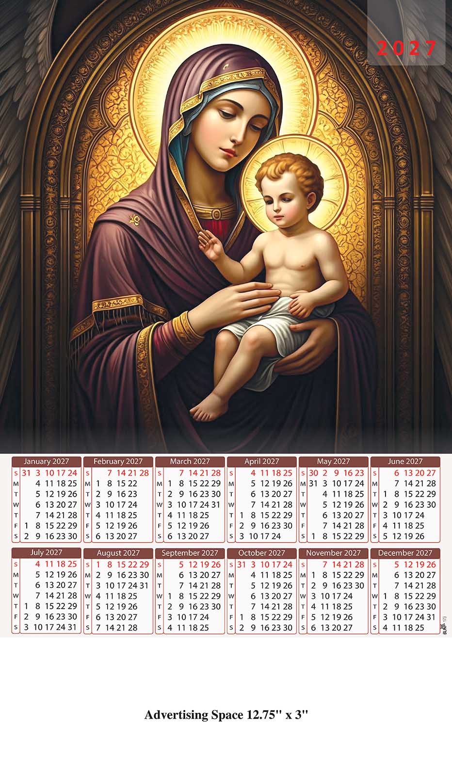 Mother Mary Wall Calendar