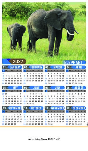 Safari Animals - Elephant Wall Calendar