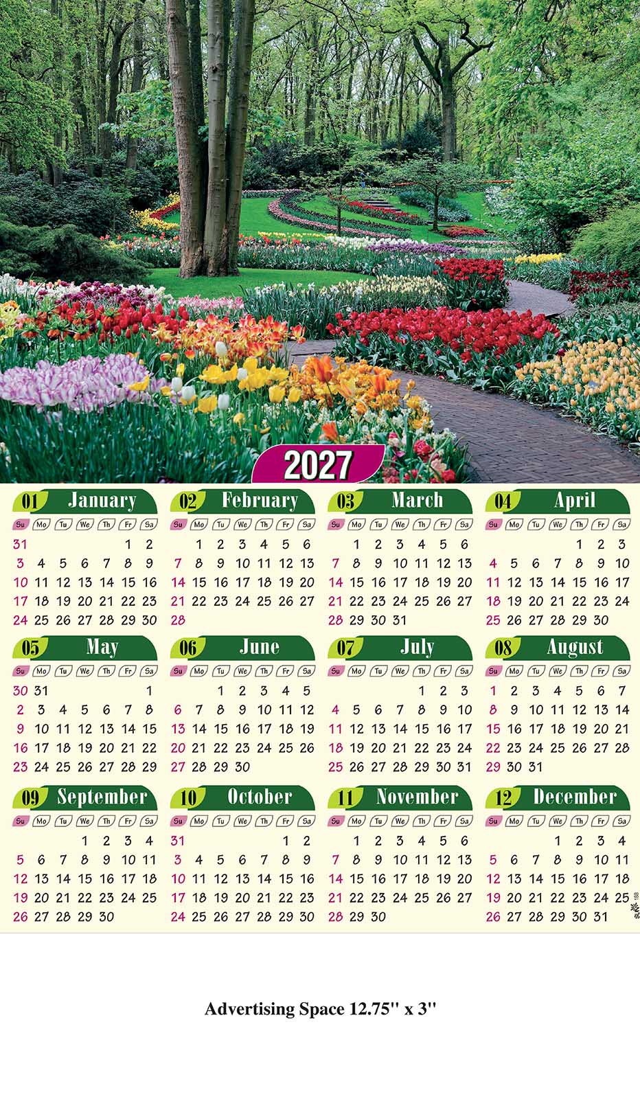 Green Garden Wall Calendar