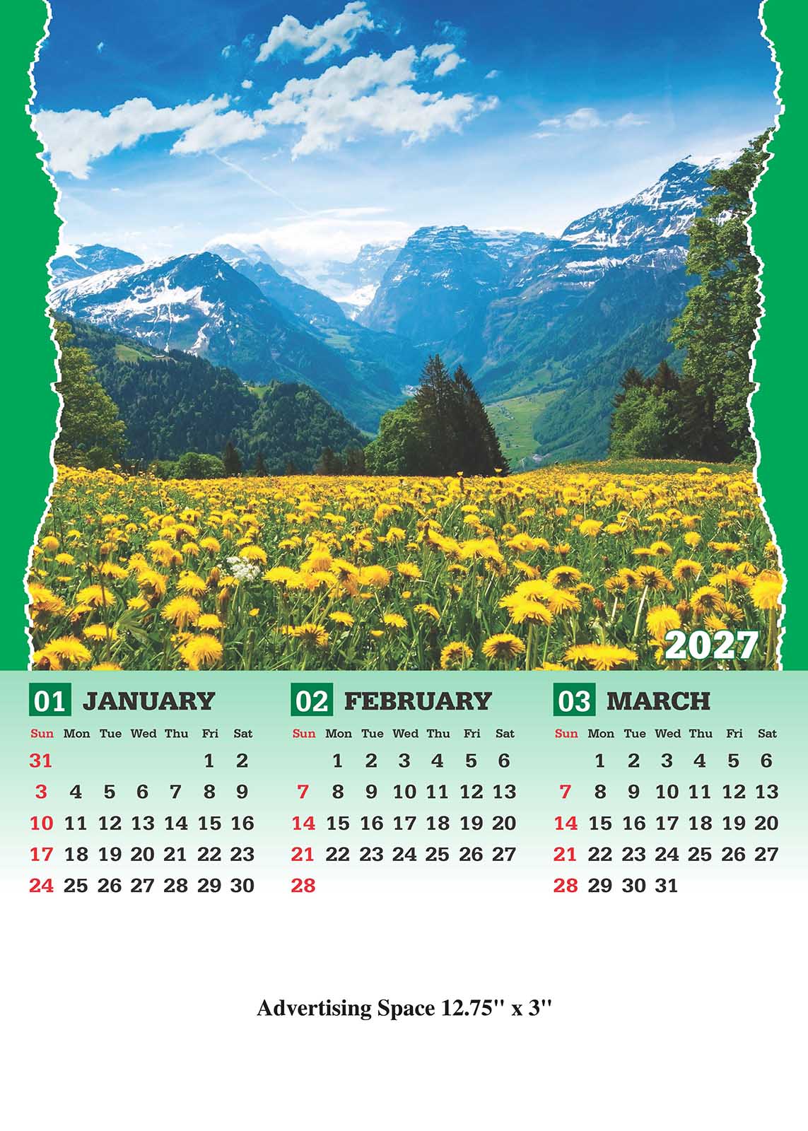 Nature 4 Sheet Wall Calendar