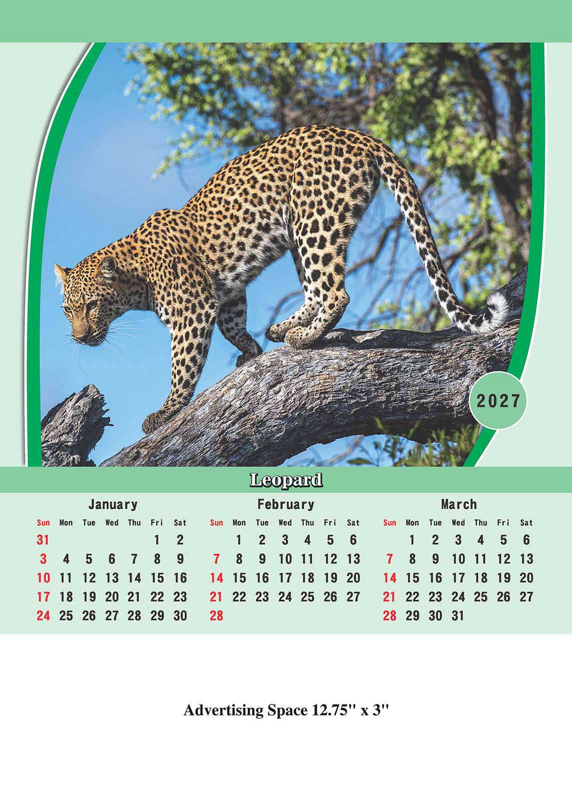 Safari Animals Wall Calendar